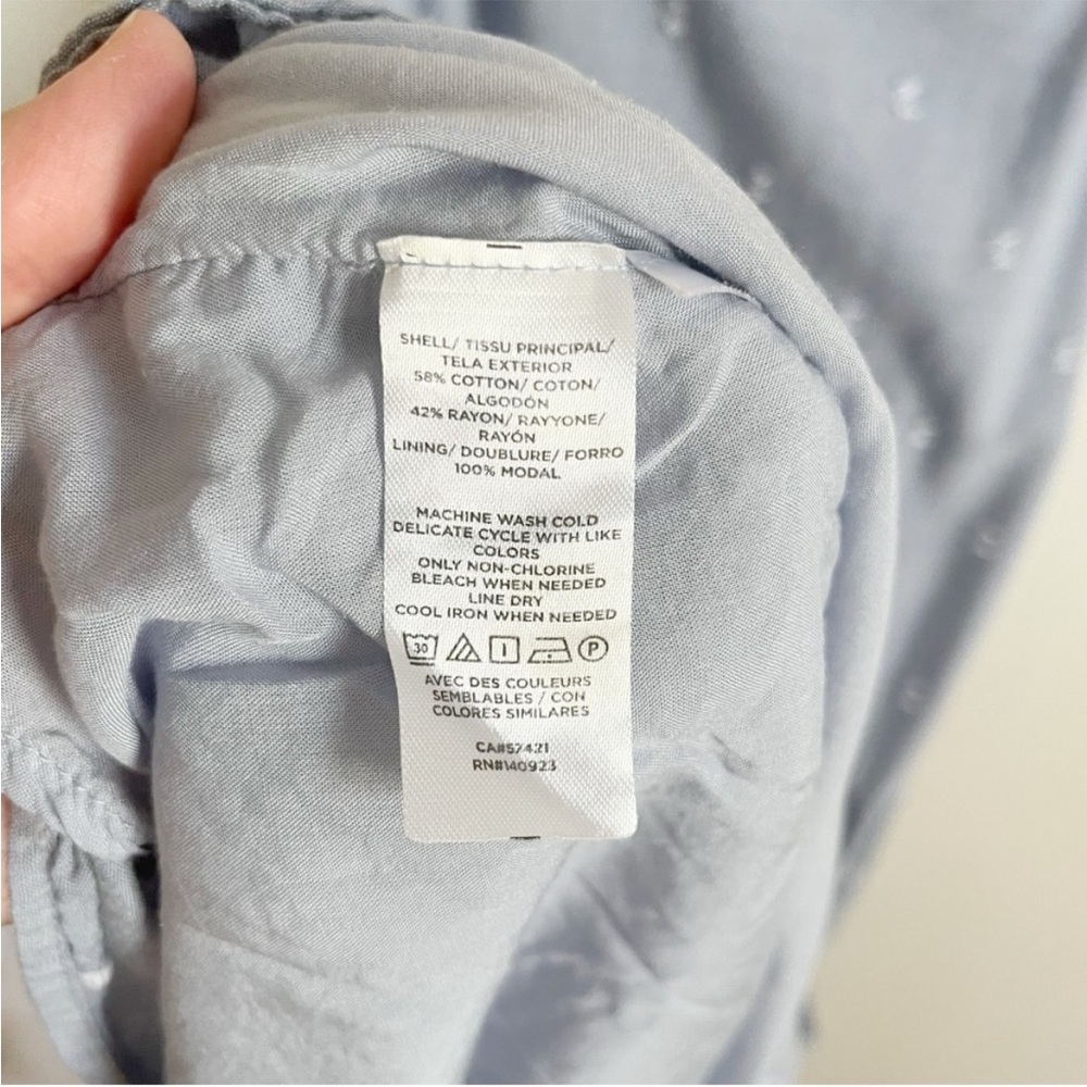 LOFT Clip Chambray sundress blue tiered swing sleeveless summer - Picture 7 of 9